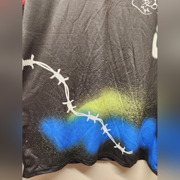 Urban black Graffiti skulls good vibes streetwear boxy top t-shirt mens large - Picture 4 of 12